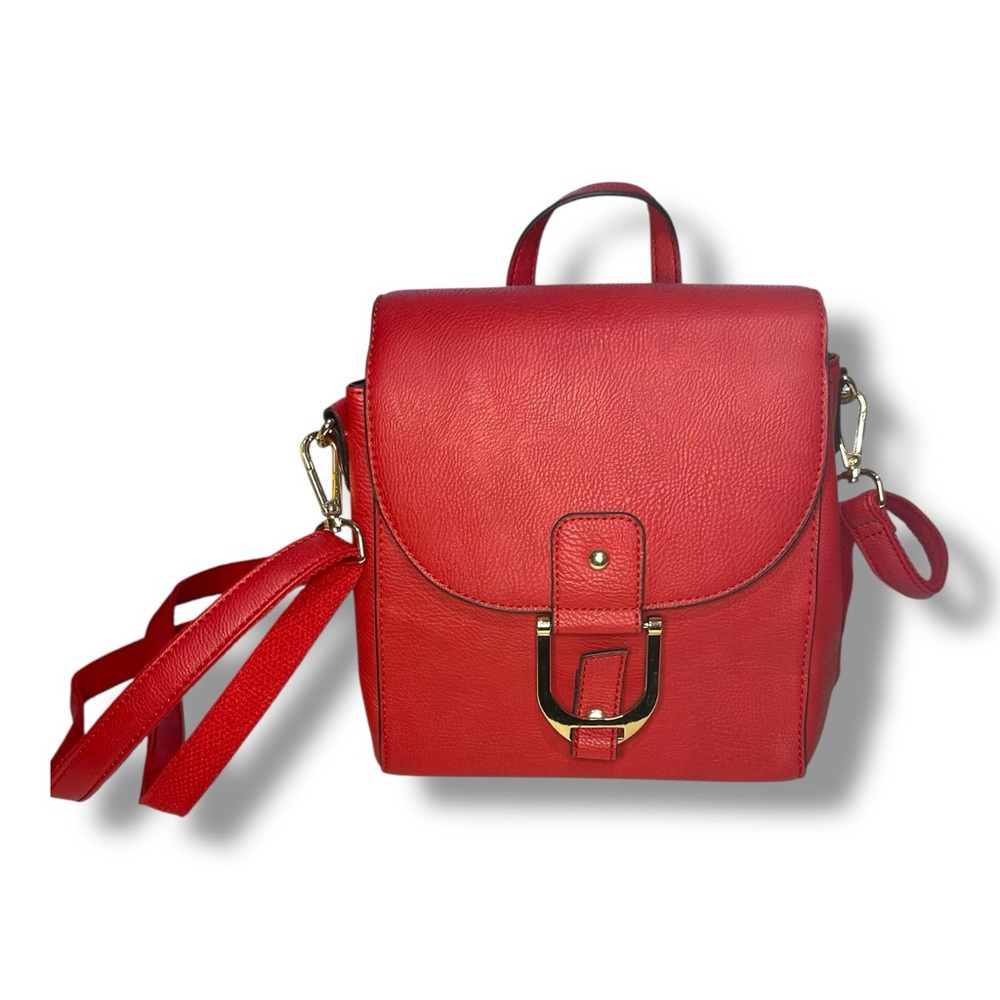 Elegant Red Leather Backpack/Purse